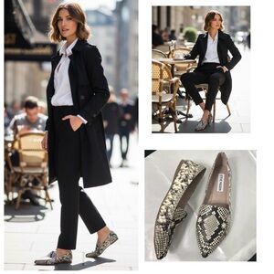 Steve Madden Black and Cream Flats Snakeskin Pattern Pointy Toe NWOT Size 7